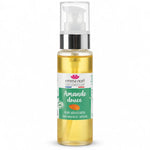 Huile d'Amande Douce Bio Emma Noël 50ml flacon pompe doré sur fond blanc
