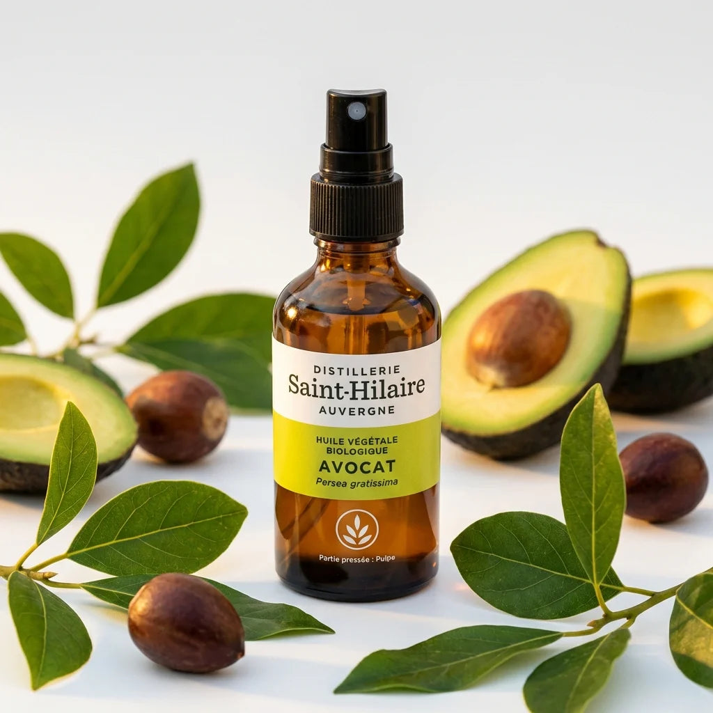 Huile végétale d'avocat bio Saint-Hilaire 50ml avec avocats frais et ingrédients naturels