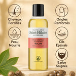 Huile végétale ricin bio 200ml Saint-Hilaire avec bénéfices cheveux, peau, ongles, cils et barbe