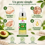 Huile vierge d'avocat bio Emma Noël 50mL avec guide d'application visage cheveux corps