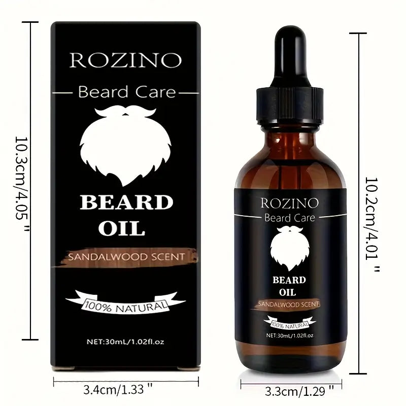 Un flacon d'Huile de Jojoba pour barbe Parfum Bois de Santal de 30ml avec son emballage carton