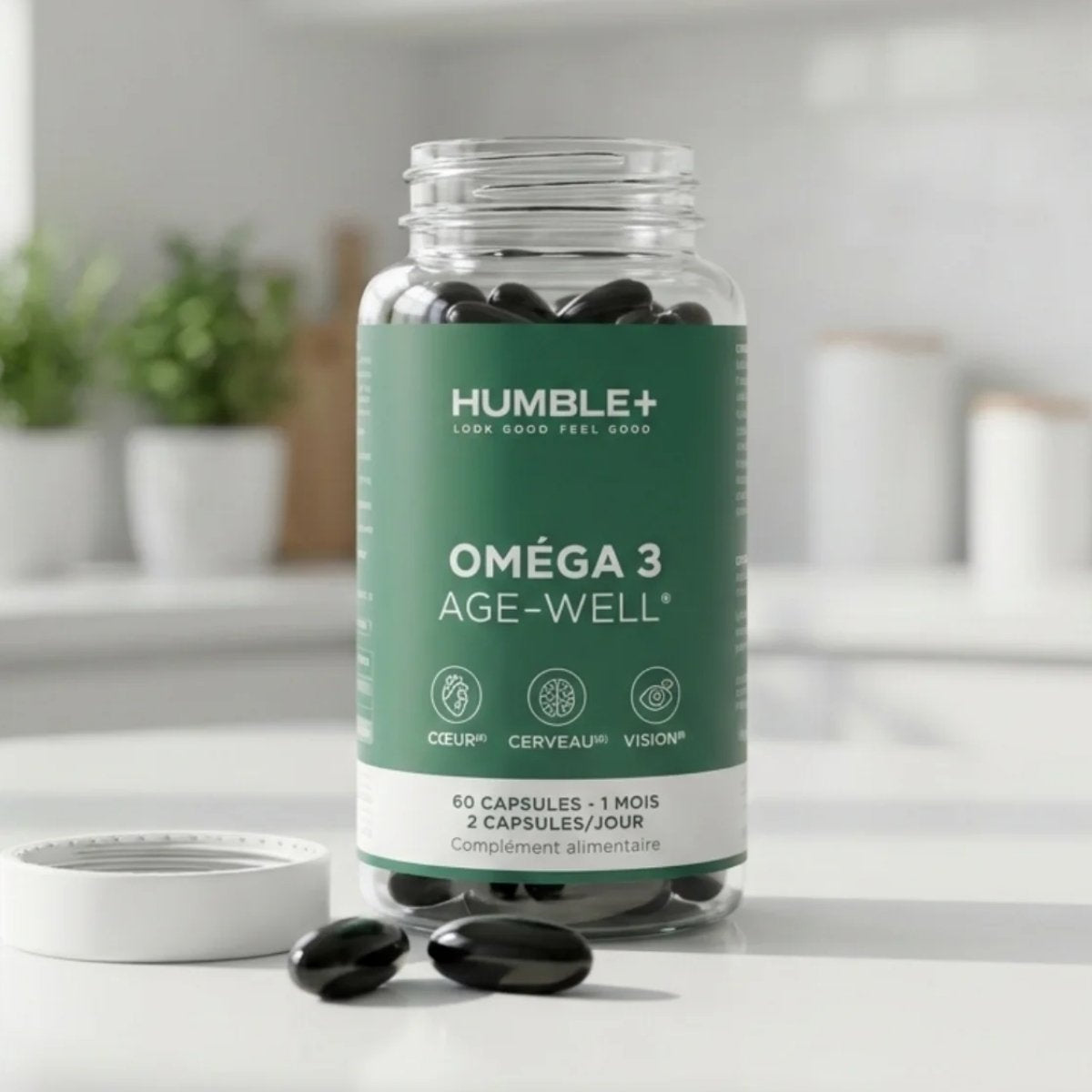 Omega 3 age weel de chez Humble + en format de 60 gélules.