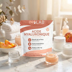 Hydraform Acide Hyaluronique 30 gélules Inolab sur fond spa luxe avec produits de soin