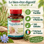 Hygiaflore Psyllium Bio 100 gélules Superdiet transit facilité formule 4 plantes bio fabriqué France