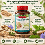 Hygiaflore Psyllium Bio 100 gélules Superdiet avec ingrédients biologiques: psyllium, romarin, chicorée, basilic
