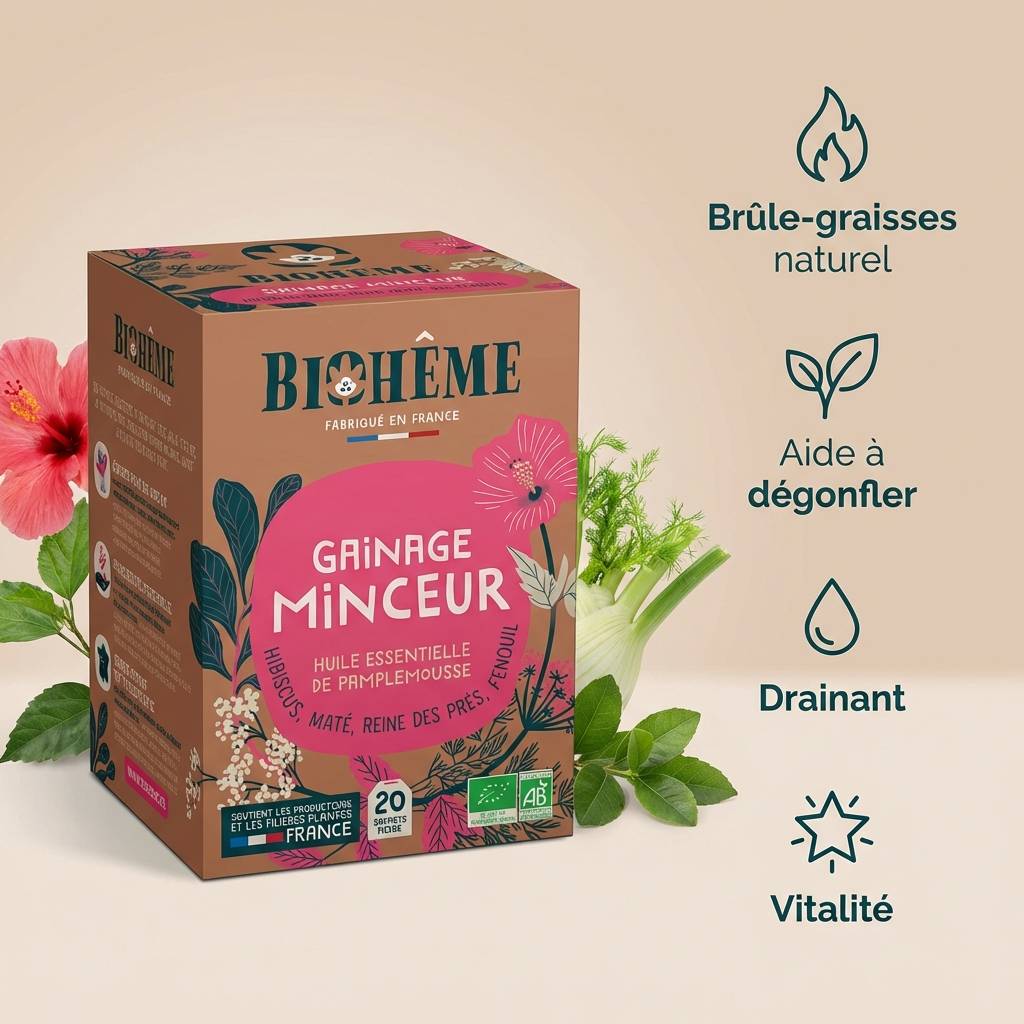 Infusion bio Biohême gainage minceur 20 infusettes avec bénéfices brûle-graisses, drainant et vitalité