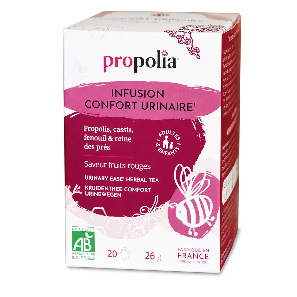 Infusion Confort urinaire Bio Propolia 20 sachets fruits rouges certification AB