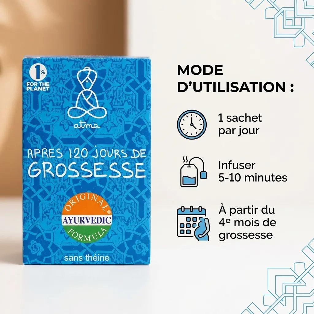 Infusion Dauhridaya grossesse 20 sachets Atma avec mode d'utilisation et posologie en français