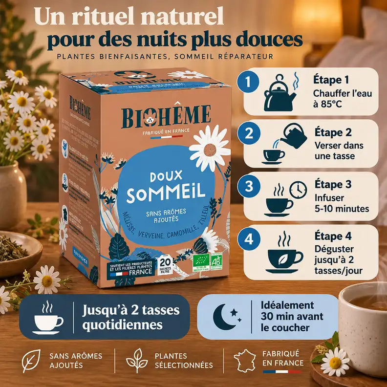 Infusion Doux Sommeil Biohême - Guide préparation 4 étapes pour meilleur sommeil