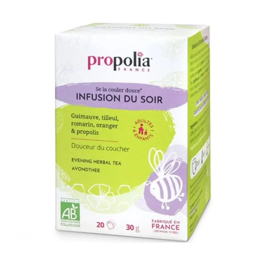 Boîte de 20 sachets d'infusion du soir de la marque Propolia