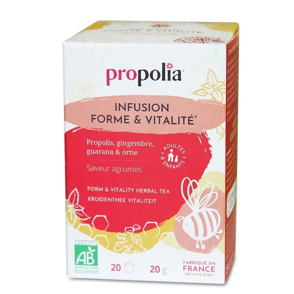 Boîte Infusion Forme & Vitalité Bio Propolia 20 sachets certification AB