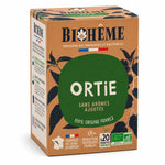 Boîte Infusion Ortie Bio Biohême 20 infusettes, packaging beige et vert avec certification AB