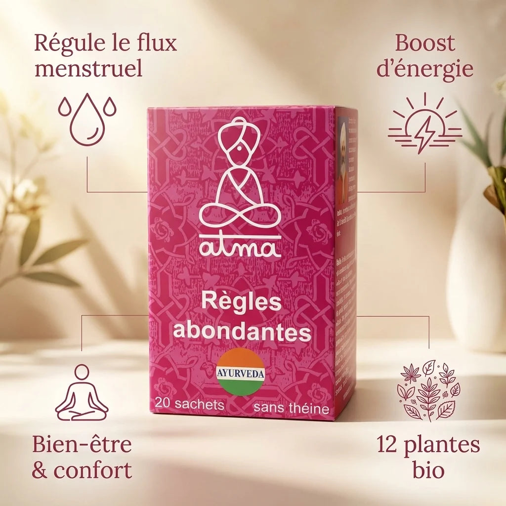 Infusion Rakta Pushpa règles abondantes 20 sachets Atma avec bénéfices bien-être et plantes bio