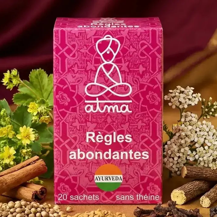 Infusion Rakta Pushpa 20 sachets Atma pour règles abondantes avec ingrédients biologiques