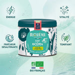 Boîte métal infusion Surf Océan Biohême bio avec bénéfices : énergie, vitalité, fraîcheur et tonifiant