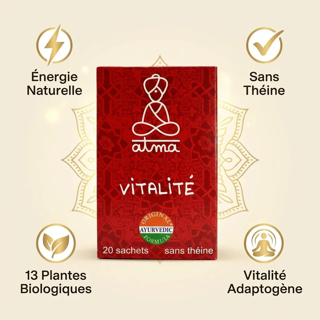 Infusion Virya Vitalité Atma 20 sachets sans théine avec 13 plantes biologiques adaptogènes