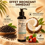 Lait Bronzant Jambes Dorées Aquatéal avec ingrédients naturels thé noir guaraná huile coco