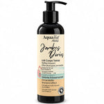 Lait bronzant Aquatéal Jambes Dorées en flacon noir pompe sur fond blanc