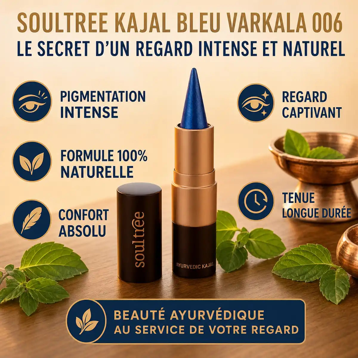 Kajal Bleu Varkala 006 Soultree - Eyeliner naturel pigmenté longue tenue