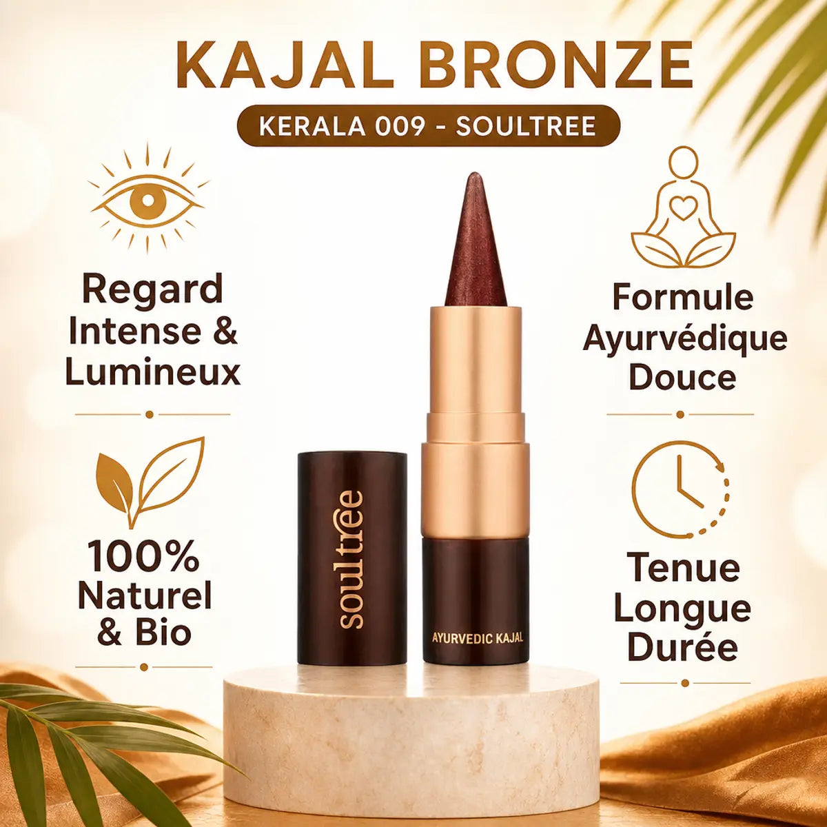 Kajal Bronze Kerala 009 Soultree - Kajal naturel bio avec bénéfices beauté