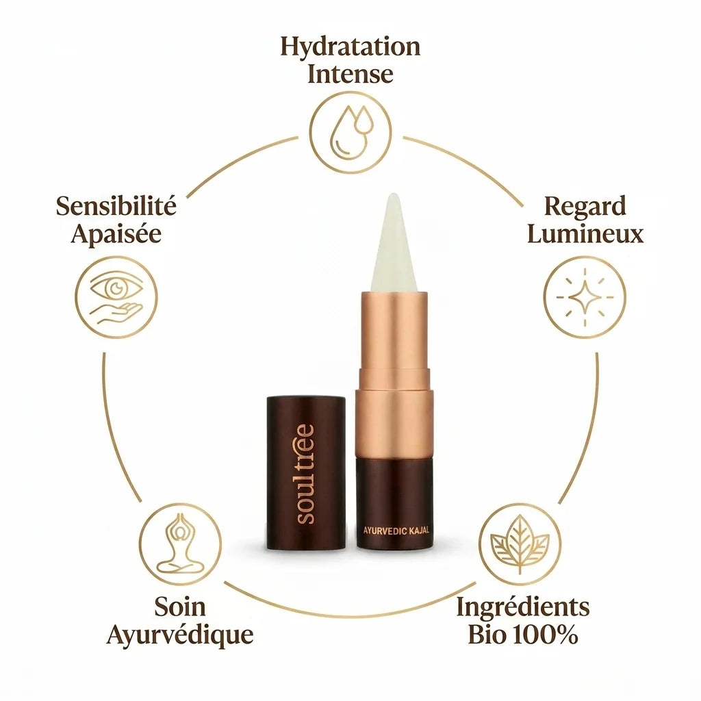 Kajal Incolore Soultree 101 avec ses 5 bénéfices bio : hydratation, luminosité et soin ayurvédique