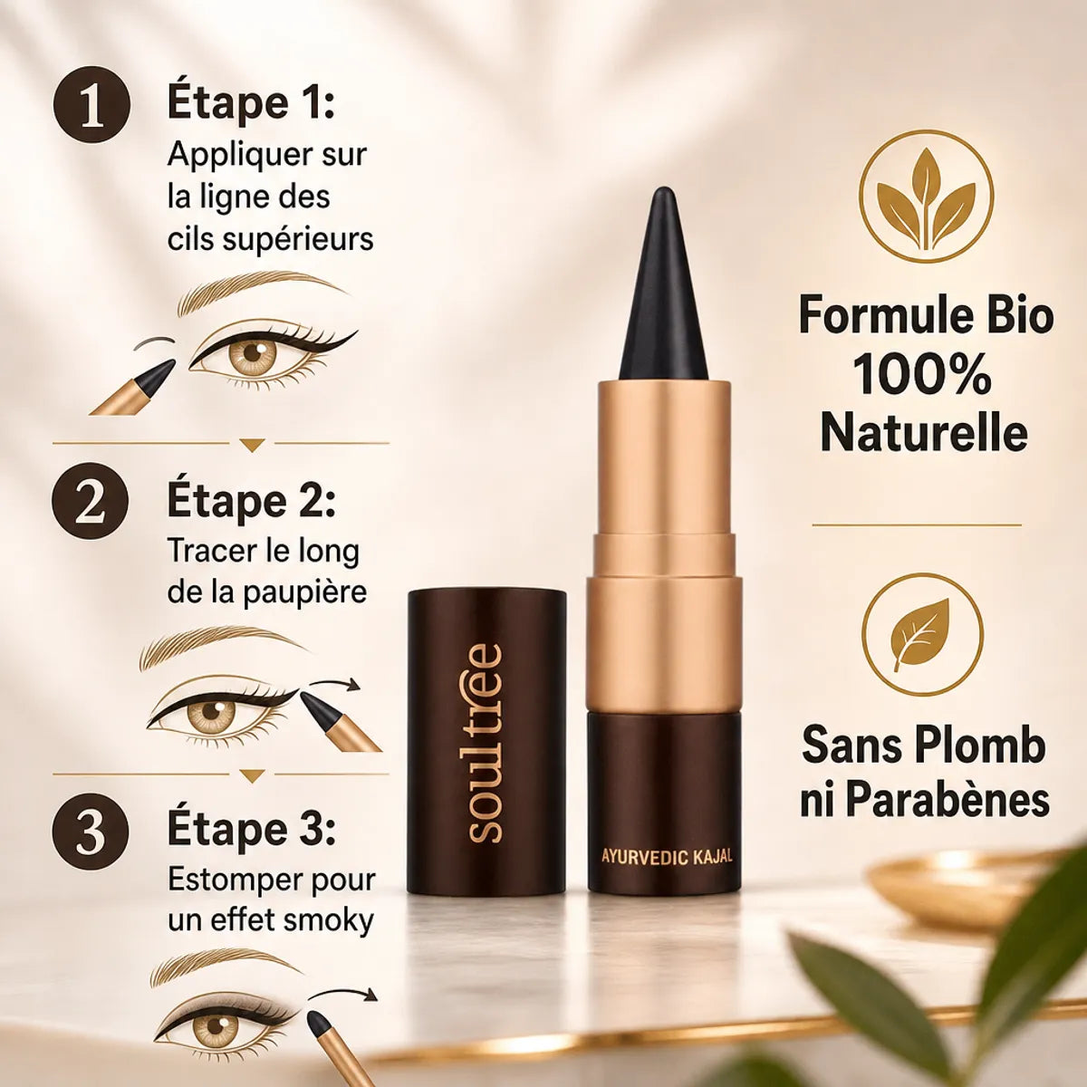 Kajal Noir Assam 011 Soultree guide application 3 étapes formule bio naturelle