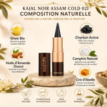 Kajal Noir Assam Cold 021 Soultree avec ingrédients naturels : ghee, amande, charbon activé