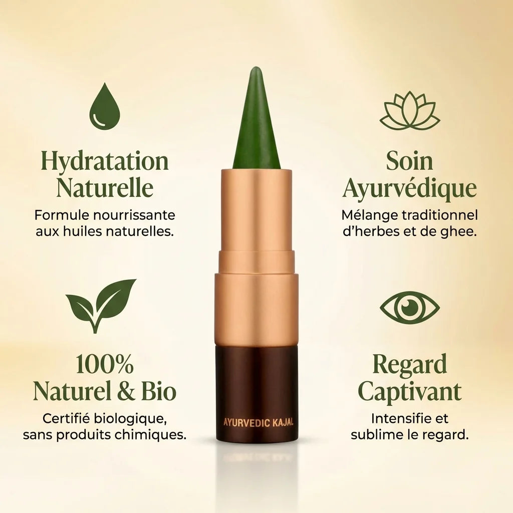 Kajal Vert Impérial 002 Soultree avec bénéfices naturels, hydratation et soin ayurvédique