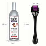 Les dimensions du roller et du flacon d'huile contenus dans le kit de croissance barbe