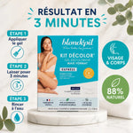 Kit Décolor Express Blondépil 2x75ml avec étapes application visage corps résultat 3 minutes