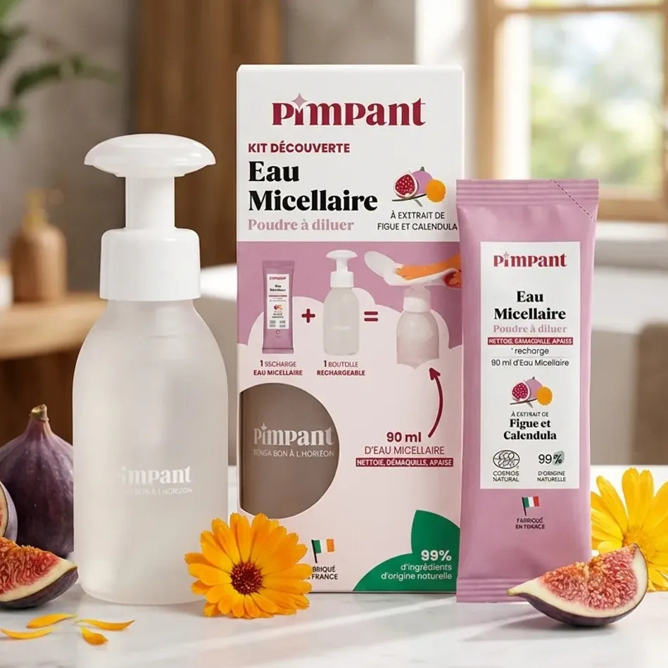 Kit découverte Pimpant Figue & Calendula avec flacon réutilisable et recharge poudre