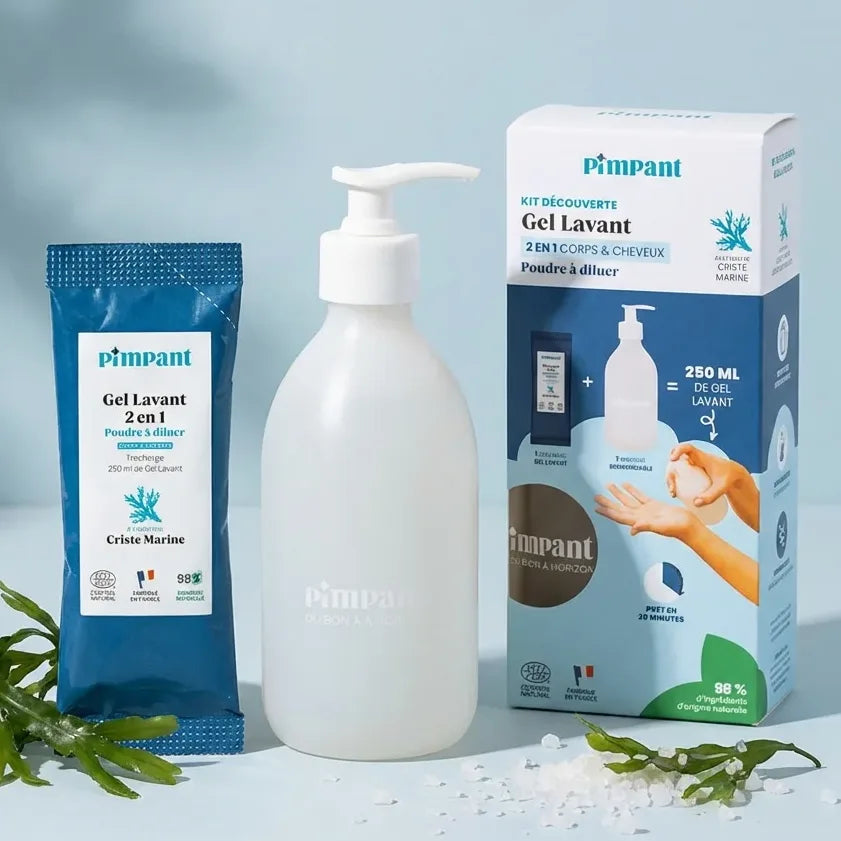 Kit découverte gel lavant en poudre Pimpant Criste Marine avec bouteille et recharge