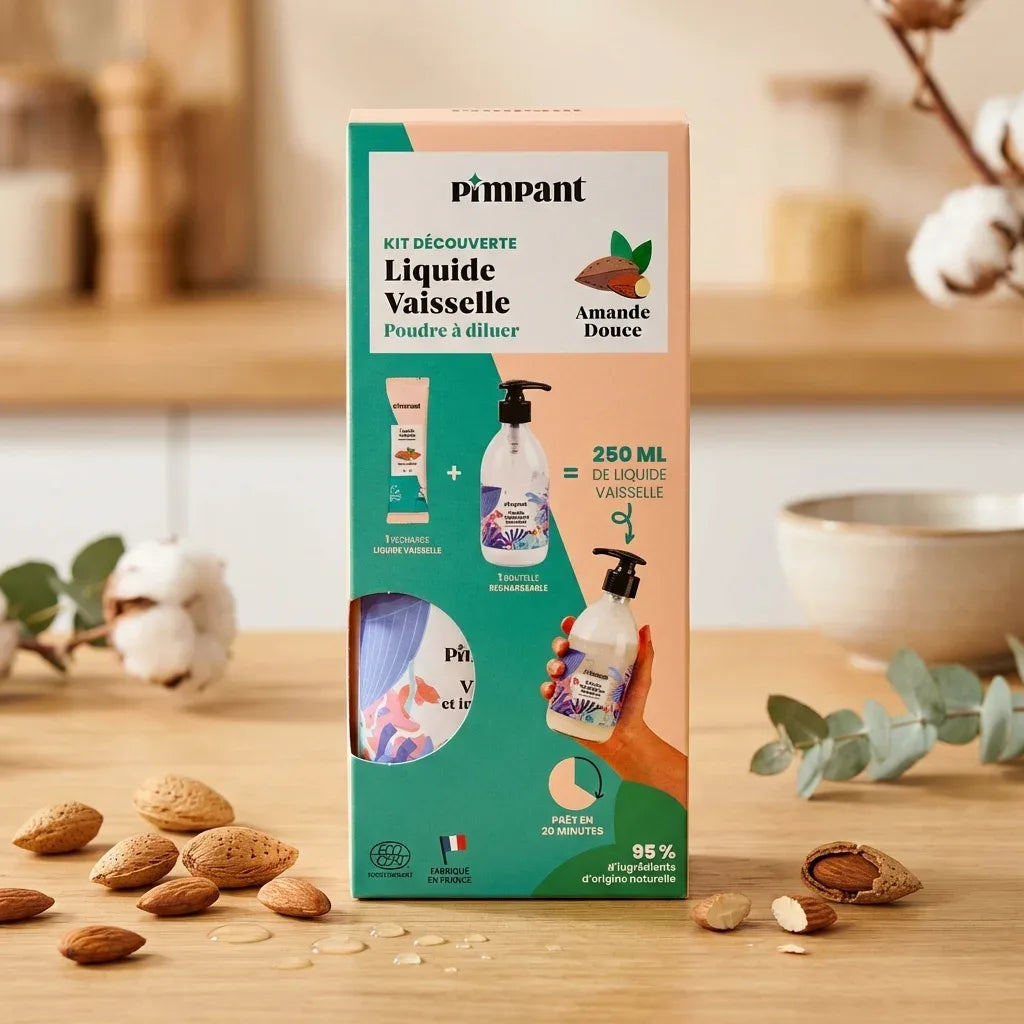Kit découverte liquide vaisselle Pimpant amande avec bouteille et stick