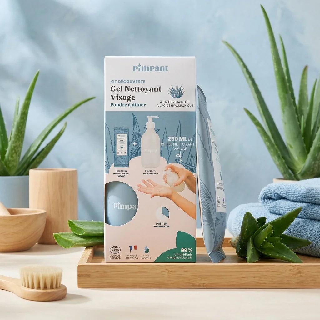 Kit découverte nettoyant visage Aloe Vera Pimpant avec flacon et recharge poudre