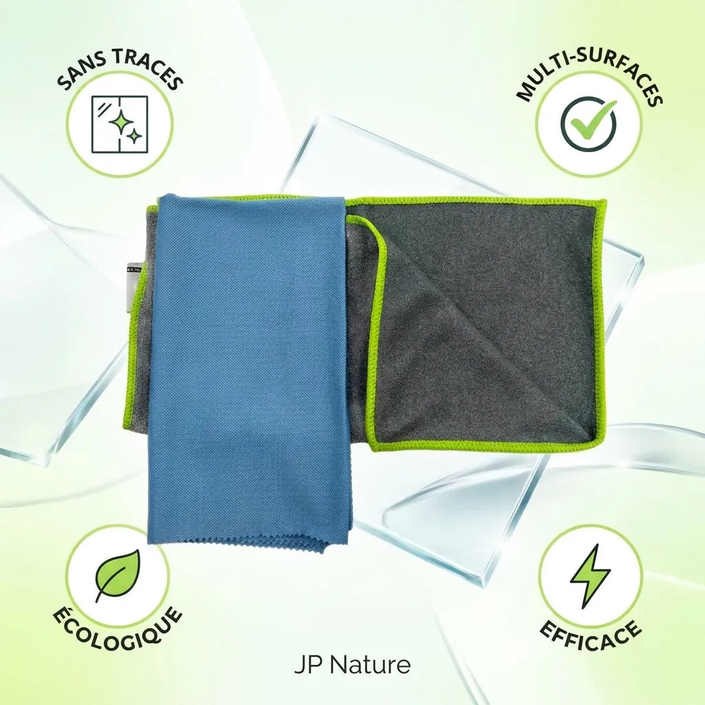 Kit Vitres Parfaites JP Nature avec microfibre et chiffon magique pour vitres sans traces