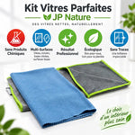Kit Vitres Parfaites JP Nature - Microfibre et chiffon magique sans chimie, résultat professionnel sans traces