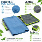 Kit Vitres Parfaites JP Nature : microfibre et chiffon magique pour vitres impeccables