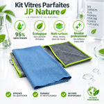Kit Vitres Parfaites JP Nature - chiffons microfibre et gris avec caractéristiques sans traces et écologique