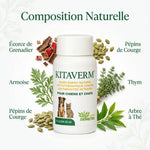 Kitaverm vermifuge naturel - flacon avec ingrédients grenadier, armoise, courge, thym pour chien chat