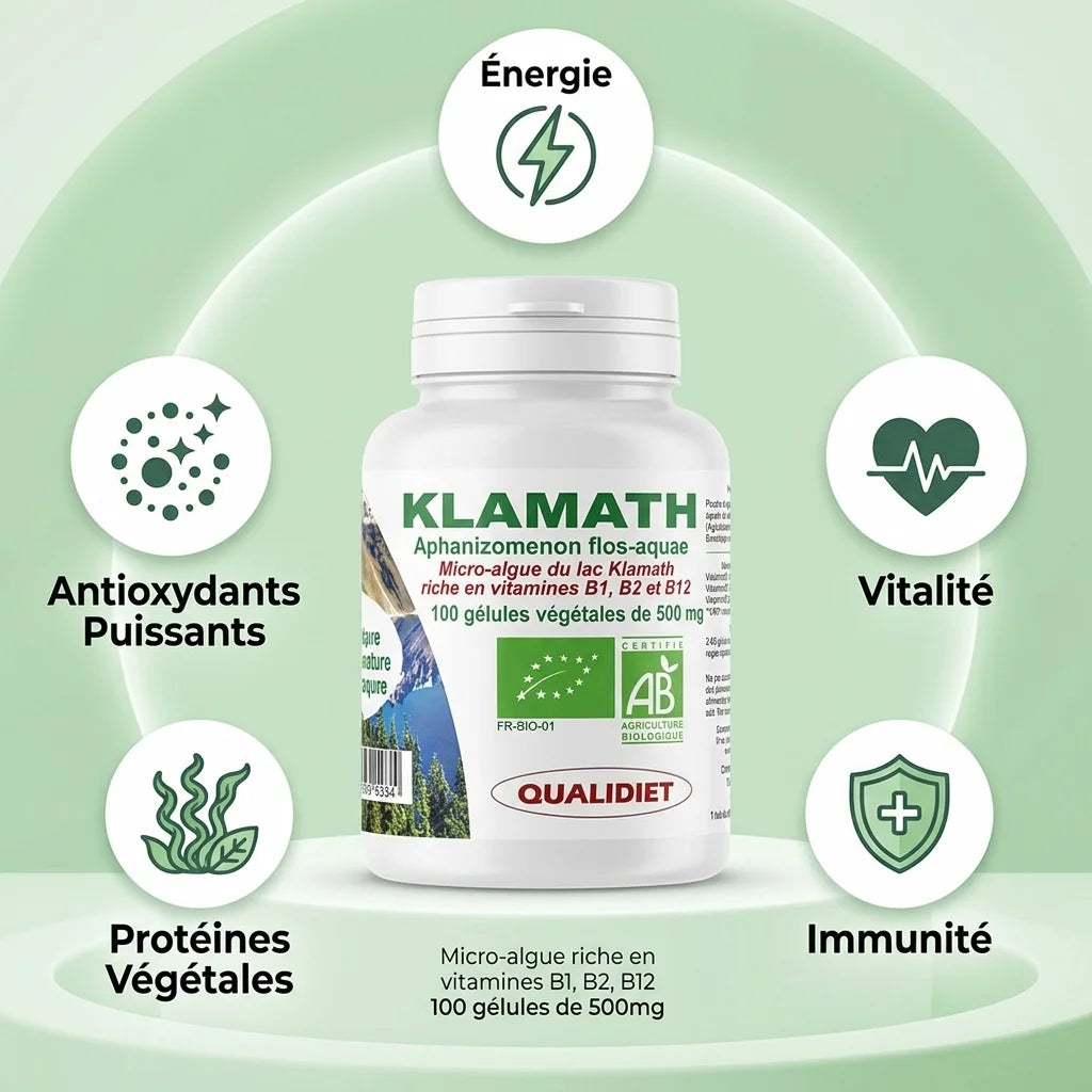 Klamath Bio 100 gélules Qualidiet - Supplément micro-algue énergie et immunité