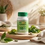 Complément alimentaire Klamath bio 60 gélules Aosa sur surface naturelle avec ingrédients biologiques