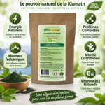 Klamath bio poudre Aosa 50g - sachet kraft avec bénéfices nutritionnels et minéraux volcaniques