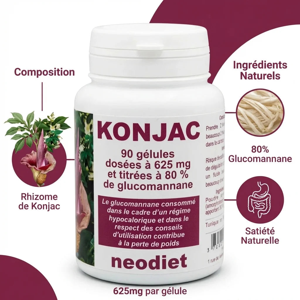 Konjac Neodiet 90 gélules - Supplément naturel glucomannane pour satiété digestive