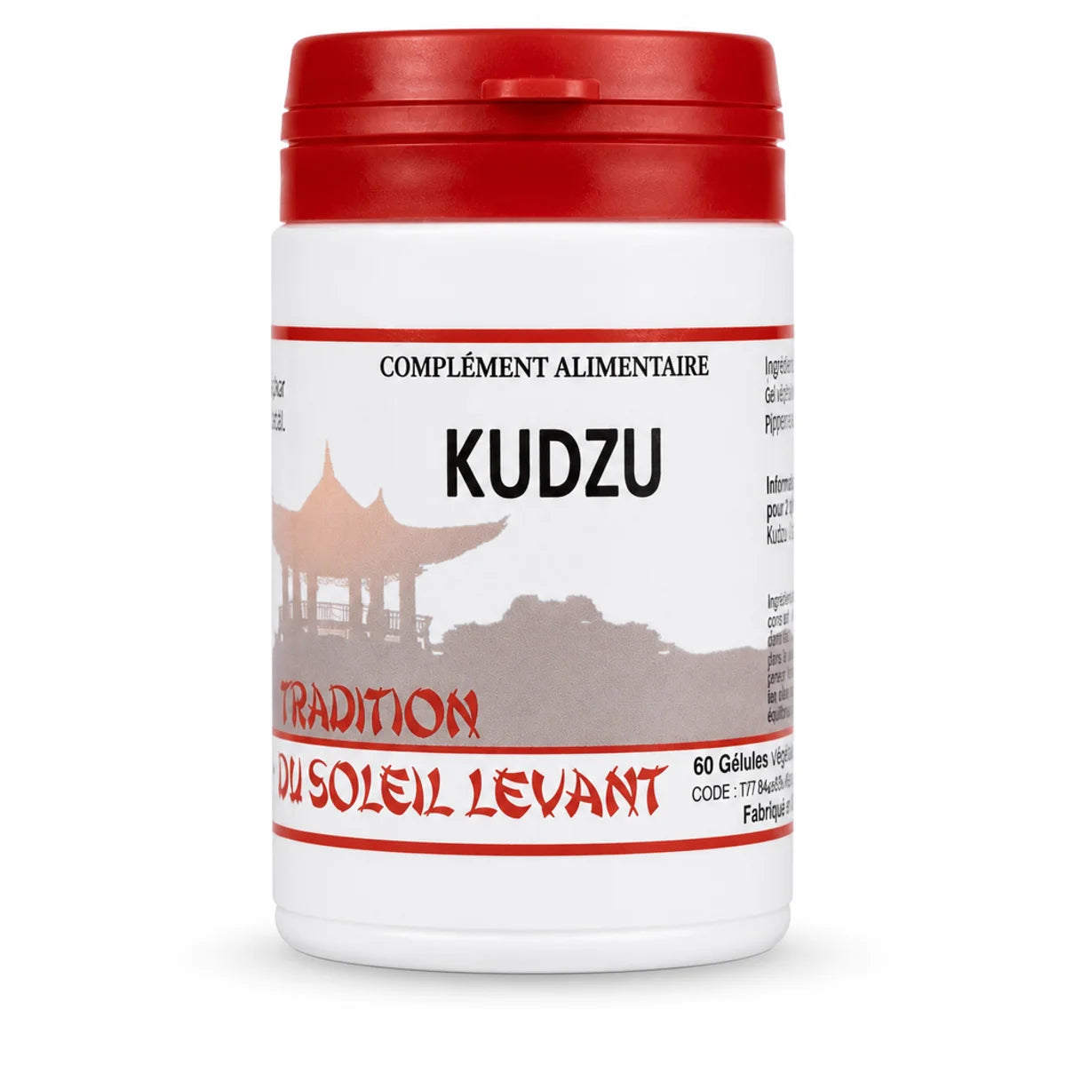 Kudzu 60 gélules supplément Tradition du Soleil Levant flacon blanc et rouge