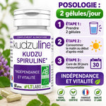 Kudzuline BIO LT Labo 60 gélules avec posologie et infographie d'utilisation en 3 étapes
