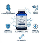 Huile de Foie de Morue Lysi flacon bleu avec 5 bénéfices santé : cœur, vision, immunité, énergie, os