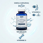 Huile de Foie de Morue Lysi 120 capsules avec Oméga-3, Vitamine A et D - Flacon bleu