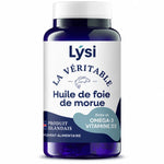 Flacon de Lysi La Véritable huile de foie de morue, 120 capsules riche en oméga-3 et vitamine D3, produit islandais