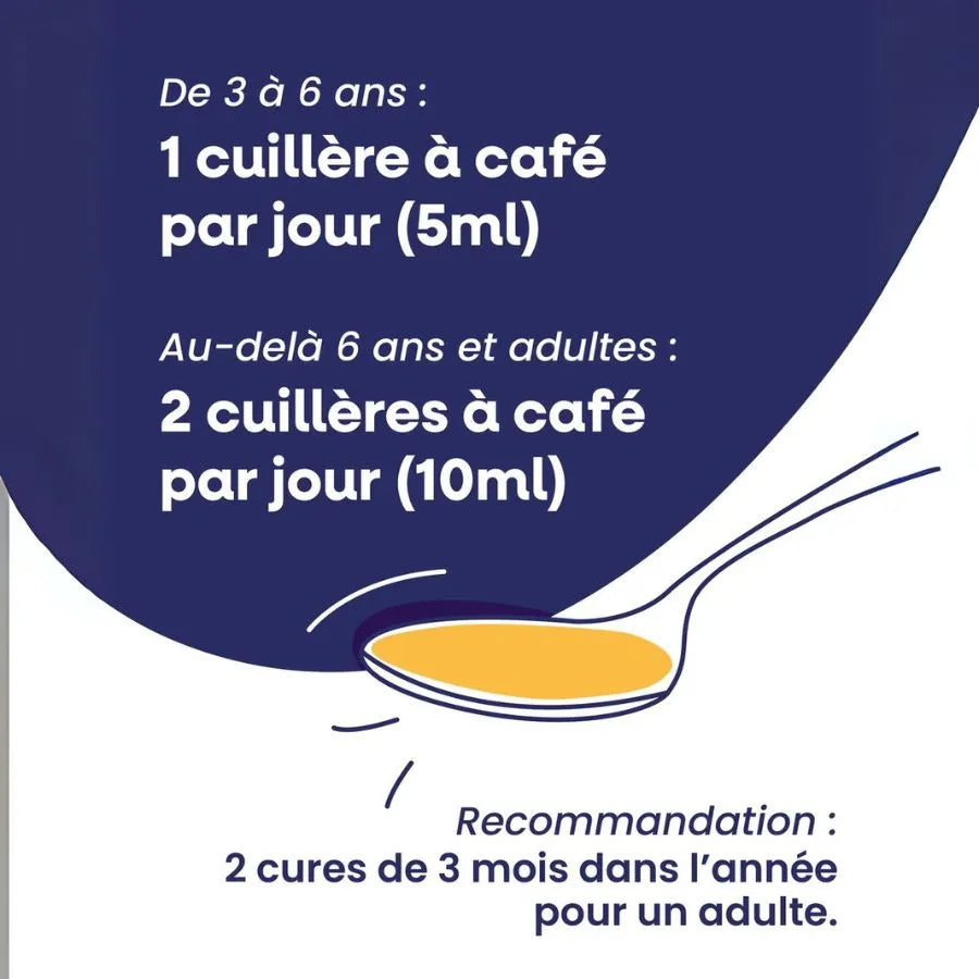 Posologie de l'huile de foie de morue goût citron de la marque Lysi