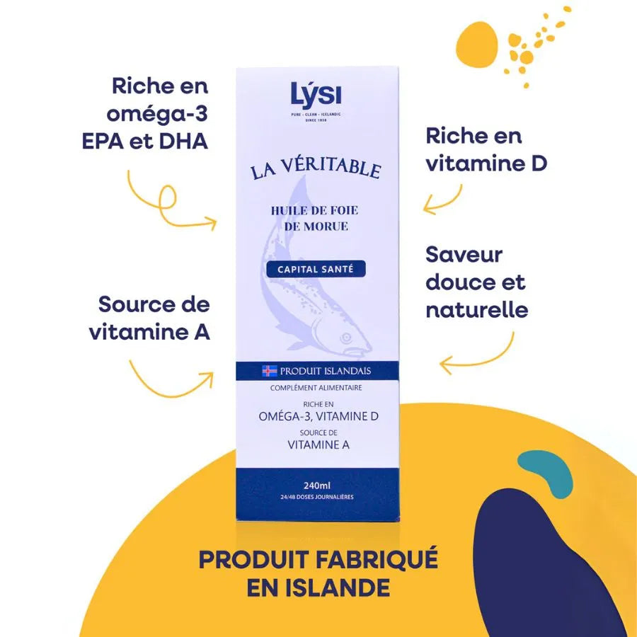 Composition de l'huile de foie de morue goût de neutre de la marque Lysi